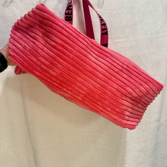 Benefit Cosmetics 2024 Limited Edition Large Pink Corduroy Tote Bag NWOT - Picture 3 of 6